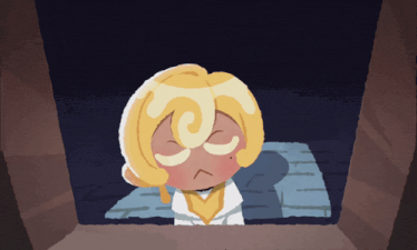 a cartoon drawing of a girl with blonde hair