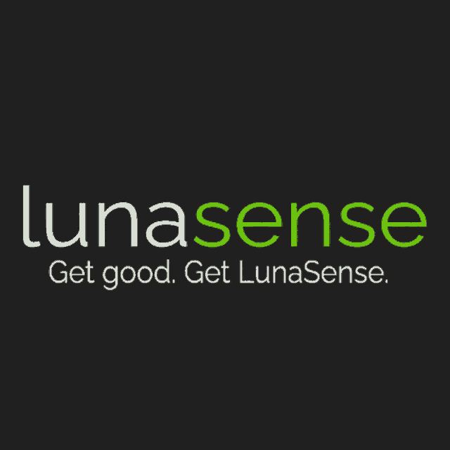 a black background with green text that says lunasense