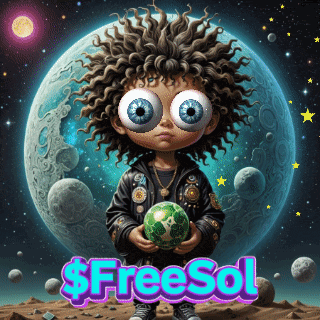a cartoon of a boy holding a green ball with the words $ freesol behind him