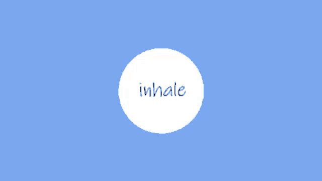 a blue background with a white circle with the word inhale on it
