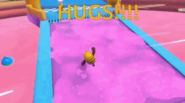 a video game with the words hugs written on the bottom