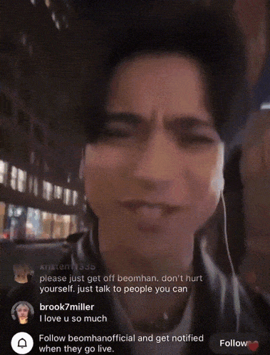 a video of a person talking to another person with the words please just get off beomman