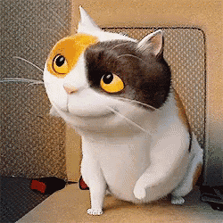 a black and white cat with yellow eyes is sitting on a chair .
