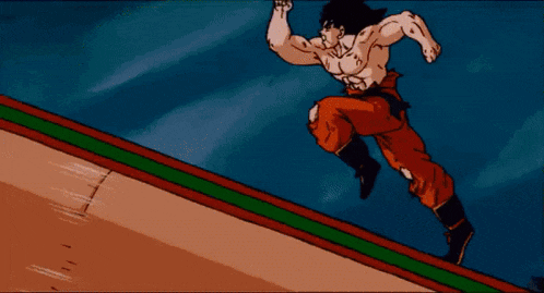 a cartoon of a man running on a green and red track