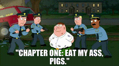 peter griffin from family guy is being arrested by police