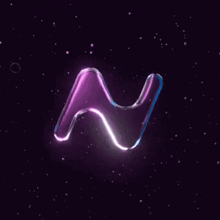 a glowing purple letter w on a dark purple background .