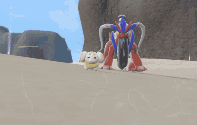a cartoon character is standing next to a cartoon character in a video game