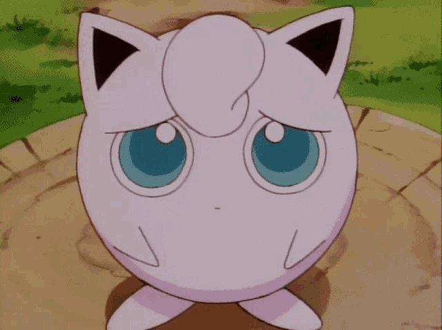 a cartoon character with a sad look on his face is jigglypuff