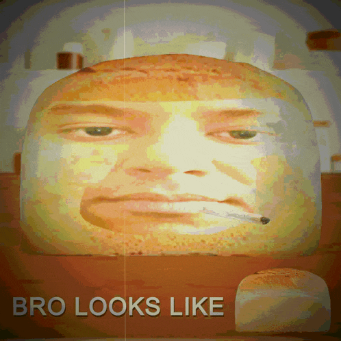 a cartoon of a man smoking a cigarette with the words bro looks like below it