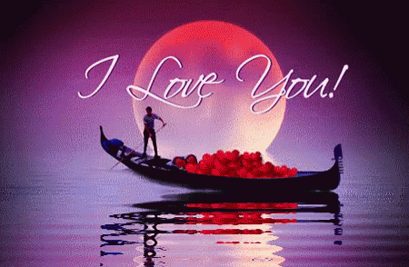 a greeting card that says i love you with a man in a boat