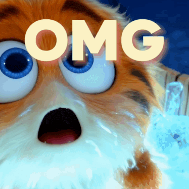 a cartoon cat with a surprised look on his face and the word omg above it