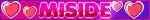 the word inside is surrounded by hearts on a pink background