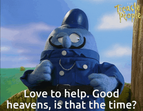 a cartoon character says love to help good heavens