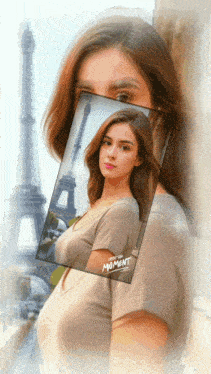 a picture of a woman with the word moment written on the bottom
