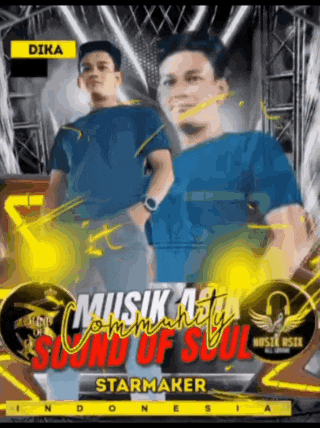 a man in a blue shirt is on a poster for musik community sound of soul starmaker indonesia