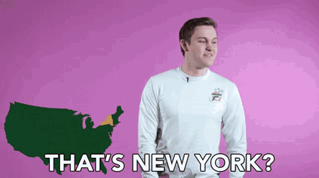 a man says that 's new york in front of a map