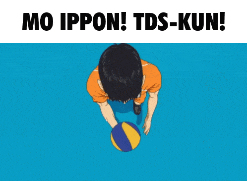 a volleyball player with the words mo ippon tds-kun on the bottom