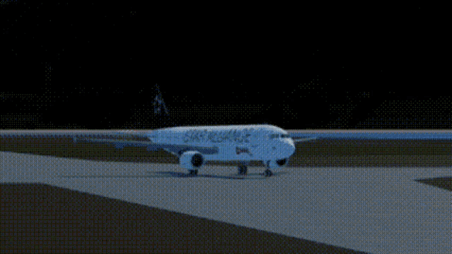 a swiss airplane is taking off from an airport runway