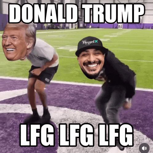 donald trump lfg lfg lfg is written on a football field
