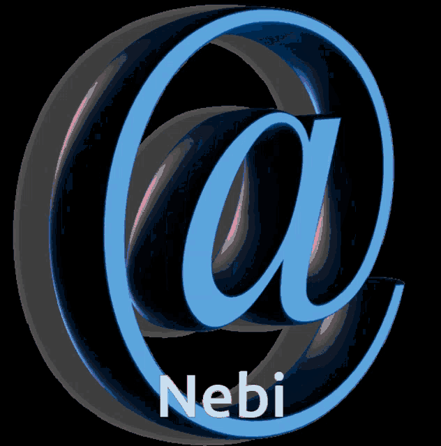 a blue at sign with the name nebi written below it