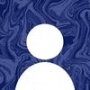 a silhouette of a person with a blue background and a white circle in the middle .