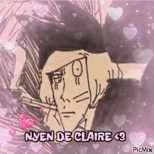 a drawing of a person with nyen de claire written on the bottom