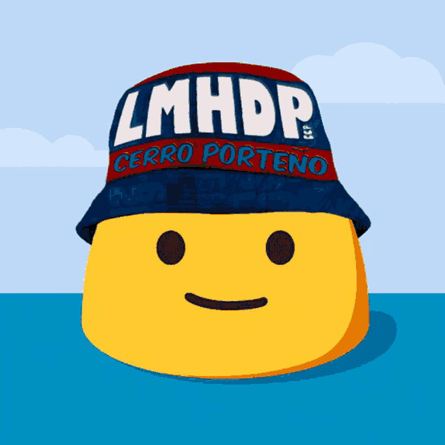 a smiley face is wearing a hat that says lmhdp cerro porteno