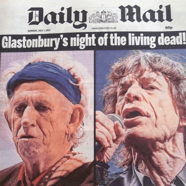 the front page of the daily mail newspaper shows a picture of a man singing into a microphone