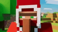 a pixel art of a minecraft villager wearing a red and white striped hat .