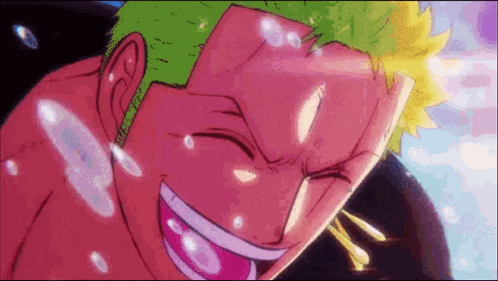 a close up of a person 's face in a cartoon with a huge smile on it .