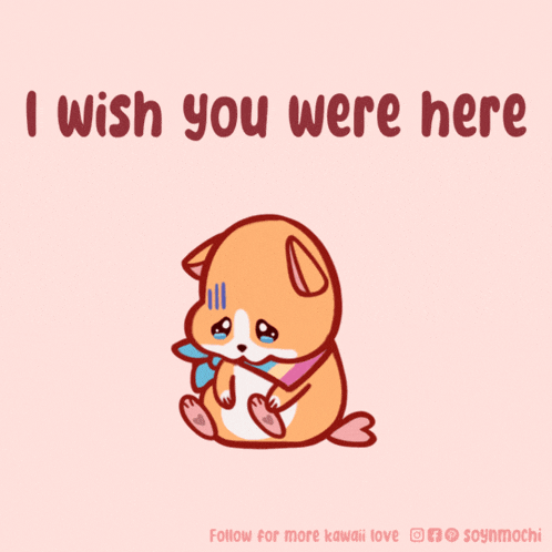 a drawing of a dog with the words " i wish you were here "