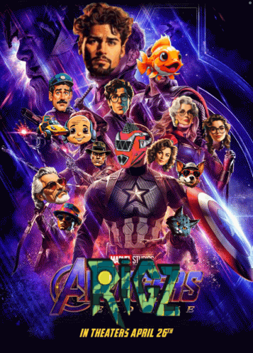 a movie poster for avengers endgame shows captain america surrounded by a group of people