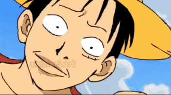 a cartoon of luffy from one piece making a silly face