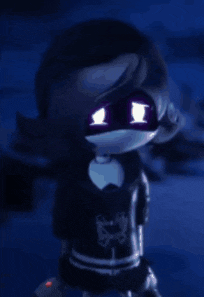 a cartoon character is wearing a mask and holding a remote control in the dark .