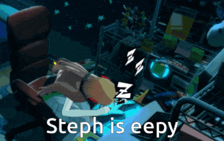 steph is eepy is written above a person sleeping on a desk