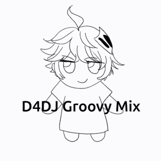 a black and white drawing of a person with the words d4dj groovy mix