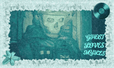 a picture of a skeleton with the words ghost loves myself