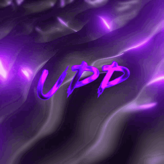 the word upp is written in purple on a dark purple background