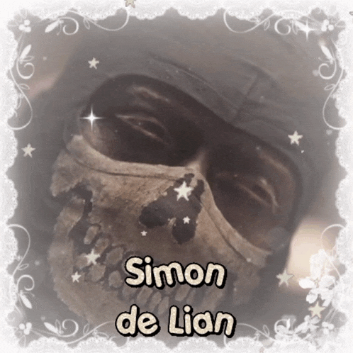 a picture of a skull with the name simon de lian on the bottom