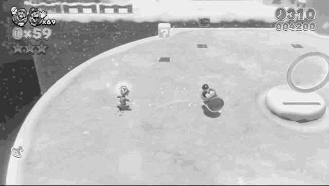 a black and white photo of a video game with a time of 0:08