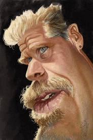 a cartoon portrait of a man with a beard and blonde hair