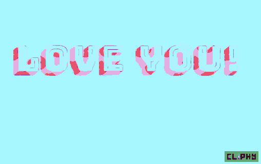 a blue background with the words `` love you '' written in red and white letters .