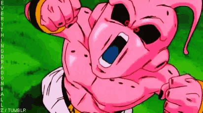 a pixel art of a cartoon character from dragon ball z screaming .
