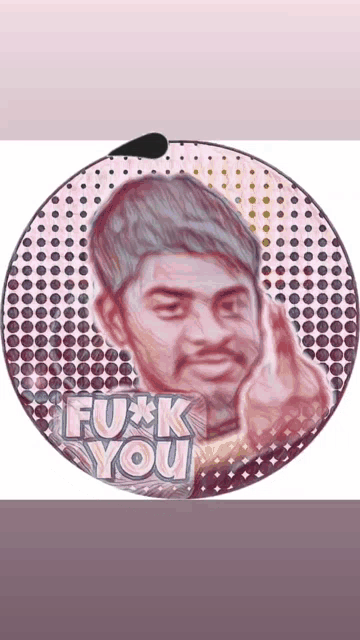 a drawing of a man with the words " fuck you " on the bottom