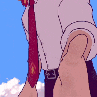 a pixel art drawing of a man in a white shirt and red tie .