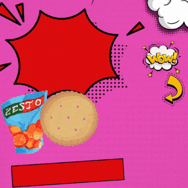 a cartoon drawing of a bag of zest o chips and a cookie