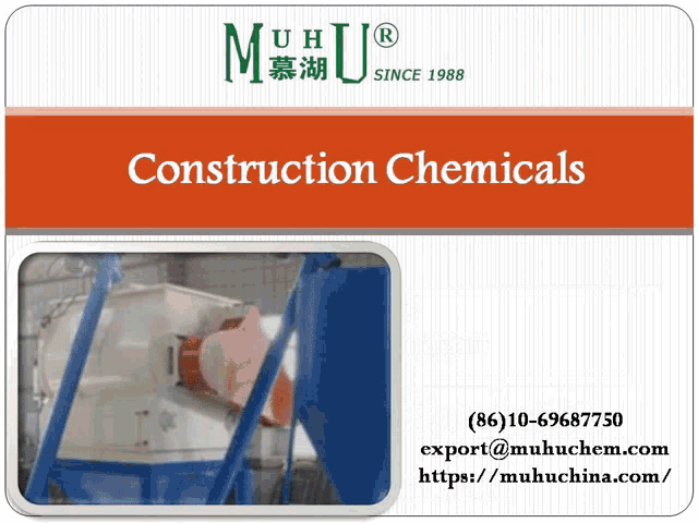 an advertisement for construction chemicals shows a picture of a machine