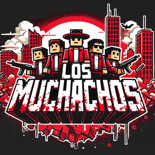 a poster for los muchachos shows a group of men with guns