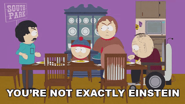 a cartoon of south park characters sitting at a table