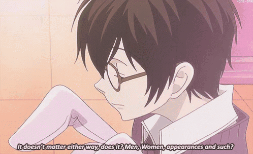 a boy with glasses says it does n't matter either way does it ? men women appearances and such